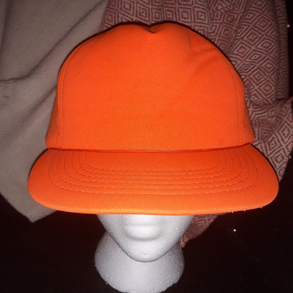 80s Vintage  YR HeadWear Solid Orange SnapBack